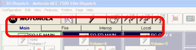 The four tabs of the dispatch console.